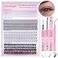 Geeneiya Lash Clusters Kit Individual Lash Extension Kit DIY Multitype D Curl Cluster Eyelash Extension Kit with Bottom Lashes Waterproof Lash Bond and Seal Glue Lash Tweezers 30D 480PCS