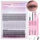 Geeneiya Lash Clusters Kit Individual Lash Extension Kit DIY Multitype D Curl Cluster Eyelash Extension Kit with Bottom Lashes Waterproof Lash Bond and Seal Glue Lash Tweezers 30D 480PCS