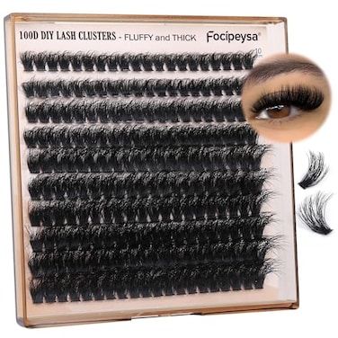 Focipeysa Fluffy Thick Lash Clusters DIY Eyelash Extension 1018MIX D Curl Lash Clusters 100D Wispy Individual Eyelash Extensions Clusters Lashes DIY Fluffy Lash for Beginners by