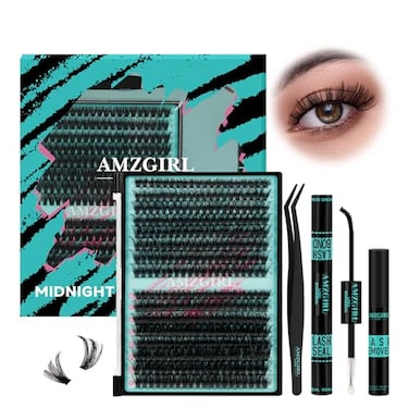 AMZGIRL LASH Lash Extension Kit 320PcsDIY Individual Lashes Clusters KitLash Bond And SealLash Remover For Eyelashes ExtensionsLash Applicator Tool For False Eyelash Cluster Kit At Home7090DDMix1016mm