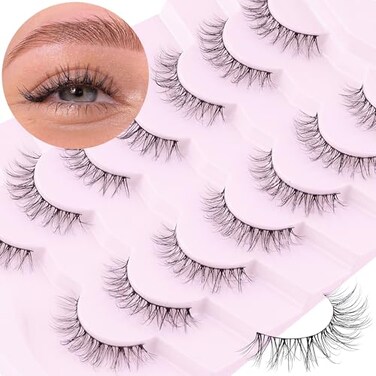 Onlyall Eyelashes Natural Look Fake Eyelashes Natural Lashes Lightweight False Eyelashes Wispy Lashes 3D Faux Mink Eyelashes 7 Pairs D3