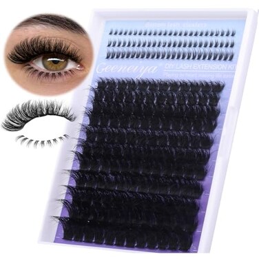 Geeneiya 200D Lash Clusters with Bottom Lashes 1020mm Wispy Lash Extension Thick Cluster Eyelash Extensions D Volume Individual Lashes DIY False Eyelashes