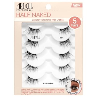 Ardell Naked Half Lashes 434 Delicately Handcrafted False Eyelashes Wispy Cat Eye Lashes Strips Fake Eyelash Strip for Natural Lift 5 Pairs 1 Pack