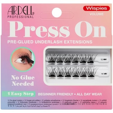Ardell Press On PreGlued Eyelash Extension Wispies Volume Customizable DIY Lash Clusters AllDay Wear 12mm and 14mm Individual Lashes 12 Count