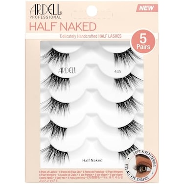 Ardell Naked Half Lashes 435 Delicately Handcrafted Half Eyelashes Wispy Cat Eye Lashes Strips Fake Eyelash Strip for Natural Lift 5 Pairs 1 Pack