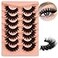 Boahankuke Mink Lashes 20MM Full False Eyelashes Thick Dramatic Cat Eyelashes 10D Big Wispy Fake Lashes D Curvature Volume Eye Lashes Long 7 Pairs Strip Lashes with Soft Cotton Band