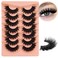 Boahankuke Mink Lashes 20MM Full False Eyelashes Thick Dramatic Cat Eyelashes 10D Big Wispy Fake Lashes D Curvature Volume Eye Lashes Long 7 Pairs Strip Lashes with Soft Cotton Band