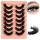 Boahankuke Mink Lashes 20MM Full False Eyelashes Thick Dramatic Cat Eyelashes 10D Big Wispy Fake Lashes D Curvature Volume Eye Lashes Long 7 Pairs Strip Lashes with Soft Cotton Band