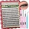 Newcally Wispy Lash Clusters Kit Natural Eyelash Clusters Kit Ccurly Individual Lashes Kit Cluster Eyelash Extensions Kit 1016 MM DIY Lash Extension Kit with Bottom Lashes by