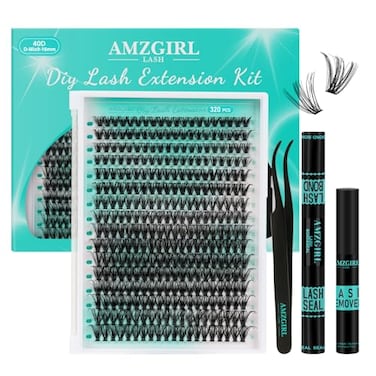 AMZGIRL LASH Lash Clusters KitDIY Individual Lashes Extension KitLash Bond And SealLash Remover For Eyelashes ExtensionsLash Applicator Tool For False Eyelash Cluster Kit320PCS 40D 916mm