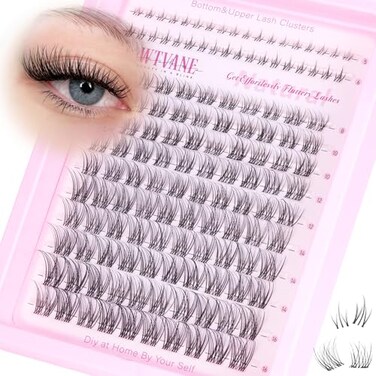 wtvane Natural Lash Clusters Wispy Eyelash Clusters DIY Lash Extension with 56mm Bottom Lashes 816mm Venus Individual Lashes Invisible Band Lash Cluster Eyelash Extensions for Natural Look by Wtvane