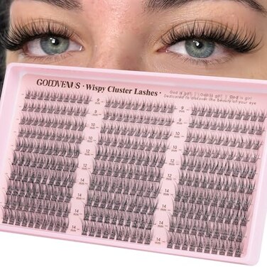 Goddvenus Lash Clusters Wispy 914mm Eyelash Clusters Natural DIY Cluster Eyelash Extensions Lash Individual 300pcs Short C Curve
