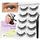 BEYELIAN Self Adhesive Eyelashes Natural Look Pre Glued Wispy False Lashes No Glue Required Faux Mink Eyelashes 5 Pairs ZCV204