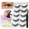 BEYELIAN Self Adhesive Eyelashes Natural Look Pre Glued Wispy False Lashes No Glue Required Faux Mink Eyelashes 5 Pairs ZCV204