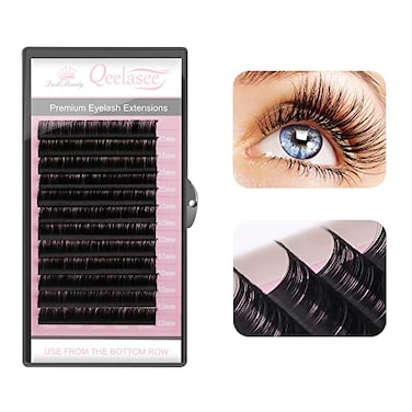 Qeelasee Faux Mink Silk Eyelash Extensions 003mm D Curl 815mm Mixed Length SemiPermanent Individual Lashes Extension Professional Salon Use
