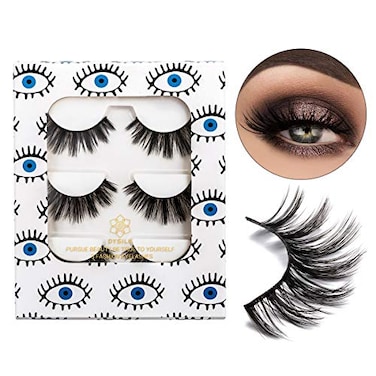 DYSILK Wispy Mink Lashes 3 Pairs Fluffy Cat Eye False Eyelashes Faux Mink Strip Lashes Natural Lightweight Fake Eyelashes That Look Like Extensions Reusable Wispy Lashes 00308 inch