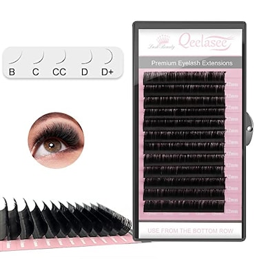 Qeelasee 007 Thickness CC Curl 815mm Volume Mink Eyelash Extensions Silk Individual Lash Extensions Semipermanent Pure Korean Silk lashes Soft Application for Professional Salon Use