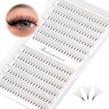 Dedila Short Stem Nature Long 10D Premade Fans Dramatic Volume Eye Lashes Extensions Thickness 007mm D Curl Soft and Light Weight Individual False Eyelashes Cluster 9mm