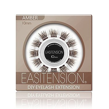 EASITENSION DIY Eyelash Extension 3D Effect Individual Melt Flare Lash Cluster Natural Lashes Set Home Eyelash Extension Lashes Pack 10MMAmber