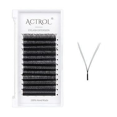 ACTROL YY Lashes Extension Professional Grade Black 007mm C Curl 15mm Volume Individual YY Eyelashes Extension Y Shaped Soft Eyelashes Thin Root Easy Fan Making for Lash Artists