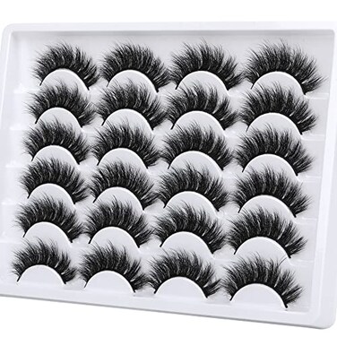 Newcally Eyelashes False Lashes Thick 18MM Long Faux Mink Eye Lashes Pack Dramatic Thick Volume Fake Eyelashes 12 Pairs Soft Reusable Lashes Multipack