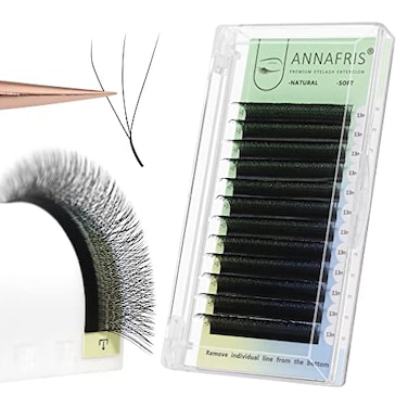 ANNAFRIS 3D Premade Fan W Shape Clover Eyelash Extensions 007 C Curl 12mm Self Fanning W Lashes Extension Makeup Supplies Professional Use 007 C 12mm