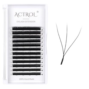 ACTROL 3D W Lashes Extension Professional Grade Black 007mm C Curl 815mm Mix Volume Individual YY Lashes Extension W Shaped Soft Eyelashes Thin Root Easy Fan Making for Lash Artists
