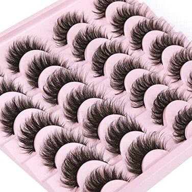 Kiromiro False Eyelashes Natural Look Faux Mink Lashes 12mm Short Wispy Lashes 5D Volume Strip Eye Lashes Pack by