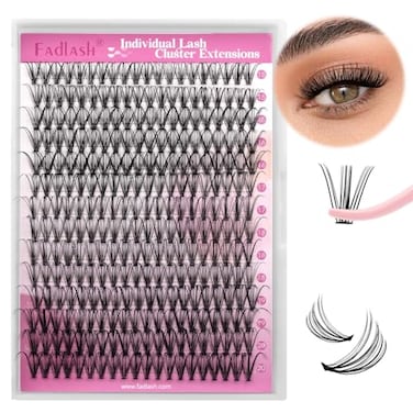 FADLASH Individual Lashes 1520mm Mix Cluster Lashes 240pcs DIY Lash Extension C Curl Lash Clusters Soft Individual Lash Extensions Eyelash Clusters Wispy Cluster Eyelash Extensions 20D007C 1520mm