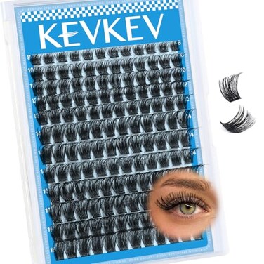 KevKev Lash Clusters 144 Pcs Cluster Lashes Eyelash Clusters DIY Cluster Eyelash Extensions Individual Lashes Thin Band SoftMorningD818mix