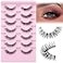 JIMIRE Lashes Natural Look Clear Band DemiWispies Short False Eyelashes Fluffy 3D Cat Eye 13MM Strip Lashes 7 Pairs Pack