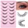 JIMIRE Lashes Natural Look Clear Band DemiWispies Short False Eyelashes Fluffy 3D Cat Eye 13MM Strip Lashes 7 Pairs Pack