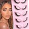Veleasha Fox Eye Lashes L Curl Fluffy False Eyelashes 5 Pairs Pack Bratz Cat Eye Lashes Wispy Lightweight Fake Eyelashes for Doll Eyes Makeup Foxy 04