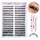 Pawotence Lash Clusters Kit Cat Eye Lash Extension Kit DIY 916mm Cluster Eyelash Extensions Kit 40D Individual Lashes with Lash Bond and Seal Lash Tweezers for Self Use Fox 40D 916mm Kit