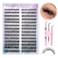 Pawotence Lash Clusters Kit Cat Eye Lash Extension Kit DIY 916mm Cluster Eyelash Extensions Kit 40D Individual Lashes with Lash Bond and Seal Lash Tweezers for Self Use Fox 40D 916mm Kit