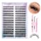 Pawotence Lash Clusters Kit Cat Eye Lash Extension Kit DIY 916mm Cluster Eyelash Extensions Kit 40D Individual Lashes with Lash Bond and Seal Lash Tweezers for Self Use Fox 40D 916mm Kit