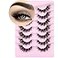 Kiromiro Mink Lashes False Eyelashes Wispy 3D Volume Cat Eye Faux Mink Eyelashes Natural Look 18mm Strip Eyelashes Pack 7 Pairs by
