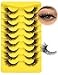 Zegaine Natural Lashes Cat Eye False Eyelashes Wispy Mink Lashes that Look Like Extensions Fox Eye Lashes 9 Pairs by