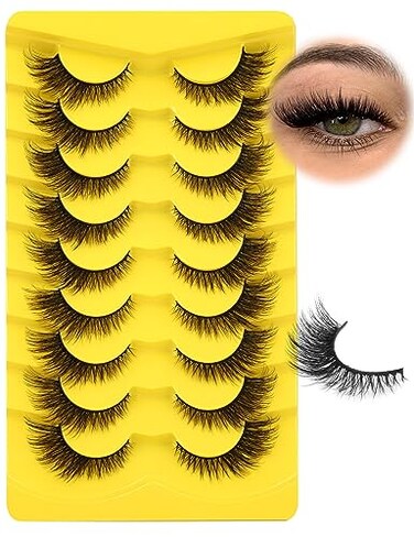 Zegaine Natural Lashes Cat Eye False Eyelashes Wispy Mink Lashes that Look Like Extensions Fox Eye Lashes 9 Pairs by