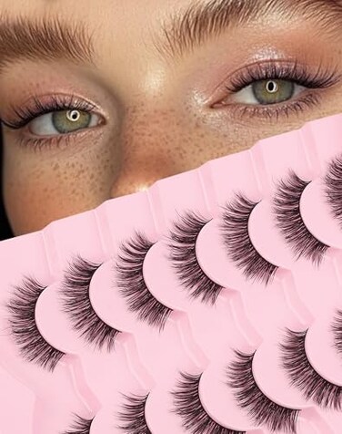Ukrizi Natural Lashes Mink Natural Eyelashes False Eyelashes Natural Look False Lashes Wispy Eye Lashes Cat Eyelashes Fake Lashes KD01