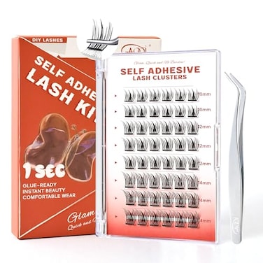 GAQQI Self Adhesive Eyelashes Lash Clusters Press on Lashes 1014mm Natural Manga Cluster Lashes Reusable No Glue Lashes C Curve NEWTECH Thin Flakes Pre Glued Eyelashes Clusters PG25