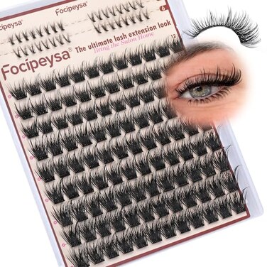 Focipeysa Volume Lash Clusters Wispy Eyelashes Extensions 1016mm Cluster Lash Extensions CCurl Lashes Extensions with Bottom Lashes Salon Effect Individual Eyelash DIY Eyelashes Clusters at Home
