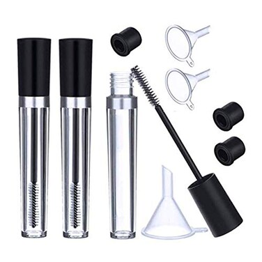 DNHCLL 3PCS 8 mL Empty Mascara Tubes With Eyelash Wand Rubber Inserts and Funnels for Castor Oil Ideal Kit for DIY Cosmetics