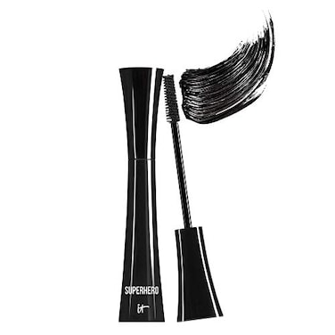 IT Cosmetics Superhero Mascara Volumizing Lengthening Black Mascara Buildable Lash Volume Collagen Biotin Peptides Lifting Curling Formula Super Black Pigment 03 fl oz