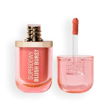 Revolution Beauty Revolution Superdewy Liquid Blush Burst Buildable Color for Cheek Serum Formula with Peptides Hyaluronic Acid Vegan CrueltyFree Peach Spritz 014 oz