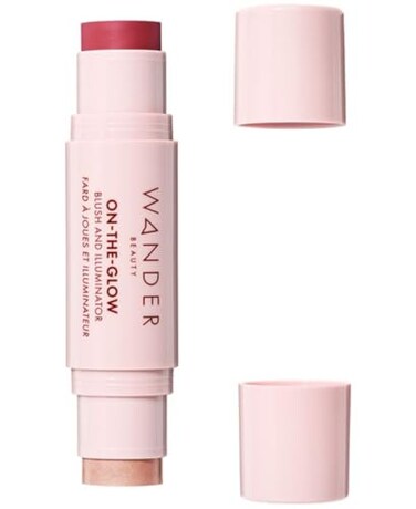 Wander Beauty OntheGlow Blush and Illuminator Strawberry FieldsNude Glow 7in1 Hydrating Cream Blush Highlighting Stick Stick Blush for Cheeks Lip Body Highlighter Blush 04 oz