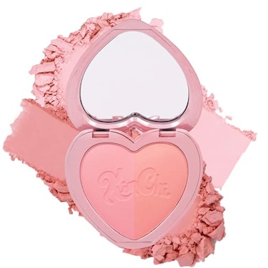 Kimchi Chic KimChiChic Beauty Thailor Blush Duo HeartShaped Compact with Mirror Buildable Silky Matte Shimmer Finish CrueltyFree Blush Palette Pinky