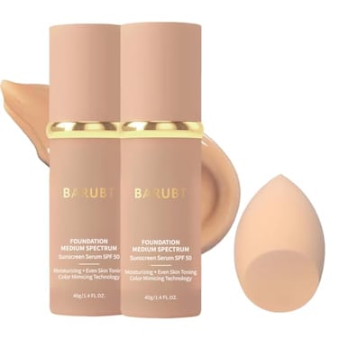 BARUBT 4 in 1 Color Changing Foundation with SPF 50 Moisturizing MediumFull Coverage Concealer Medium Spectrum Foundation Cream LongLasting Lightweight Makeup Liquid Natural Look Cosmetics