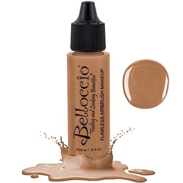 Belloccio s Professional Cosmetic Airbrush Makeup Foundation 12oz Bottle Golden Tan Medium Yellow Undertones