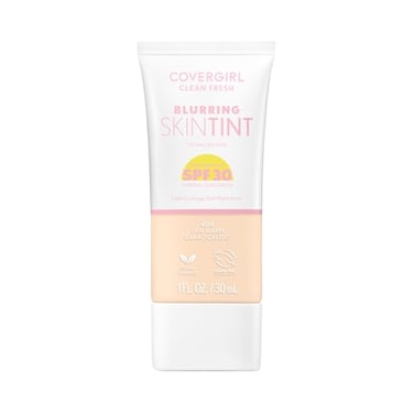 COVERGIRL Clean Fresh Blurring Skin Tint with SPF 30 400 Fair Warm Liquid Foundation Soft Matte Finish Smooths Brightens Blurs Pores Mineral Sunscreen Vegan Formula